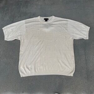 Anthology Mens Washable Silk Cotton Knit Grid Sweater Cream XXL NWT